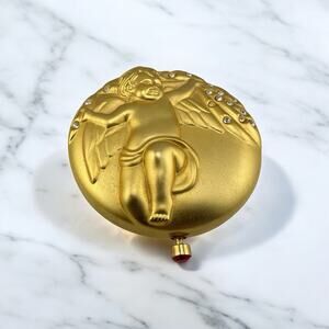 Estee Lauder January Angel Lucidity Pressed Powder Compact Red Crystal Knob